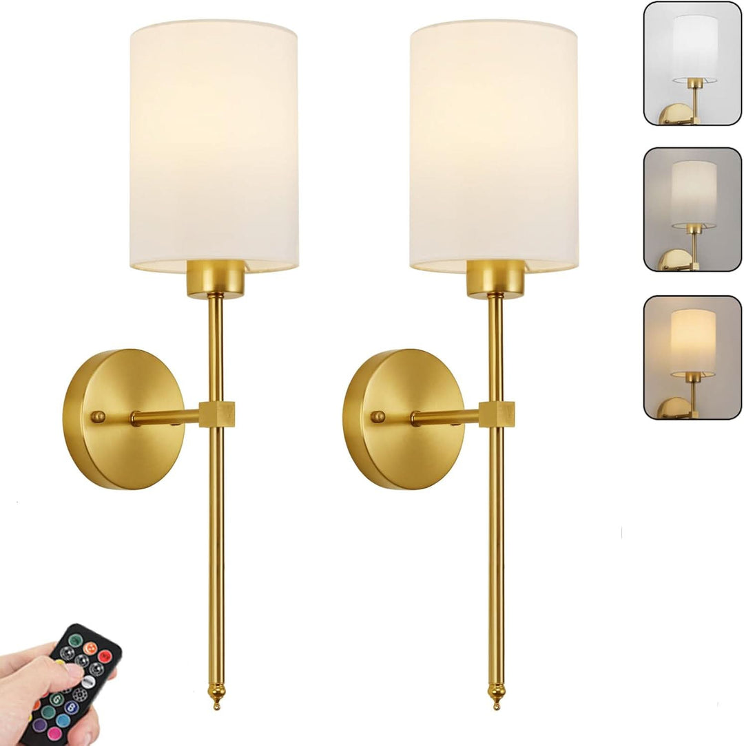 Cordless Fabric Wall Light (SET OF 2 + 2 BULBS FREE)