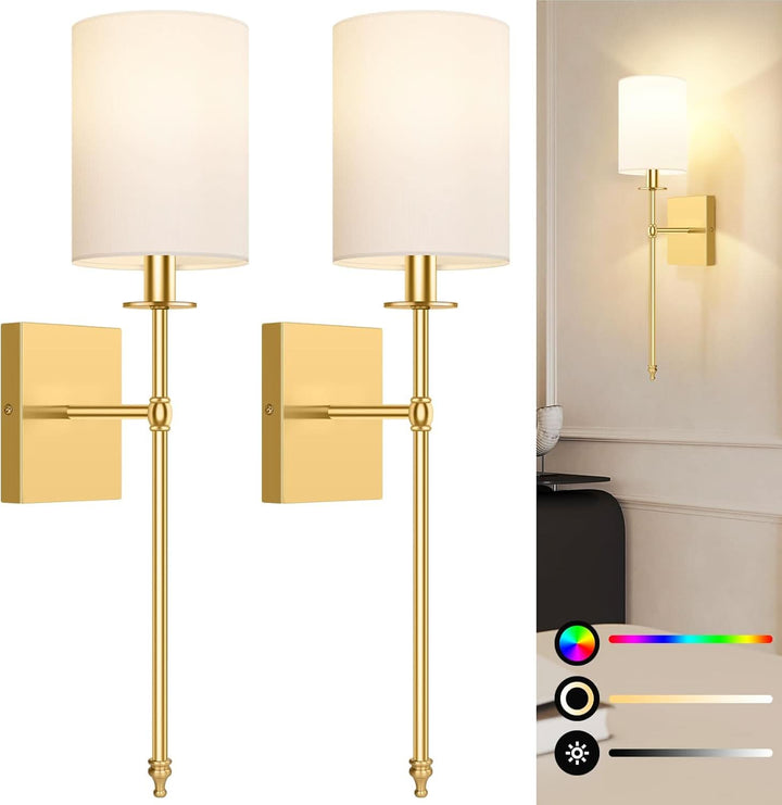 Upgraded Battery Operated Wall Sconces Set of Two
