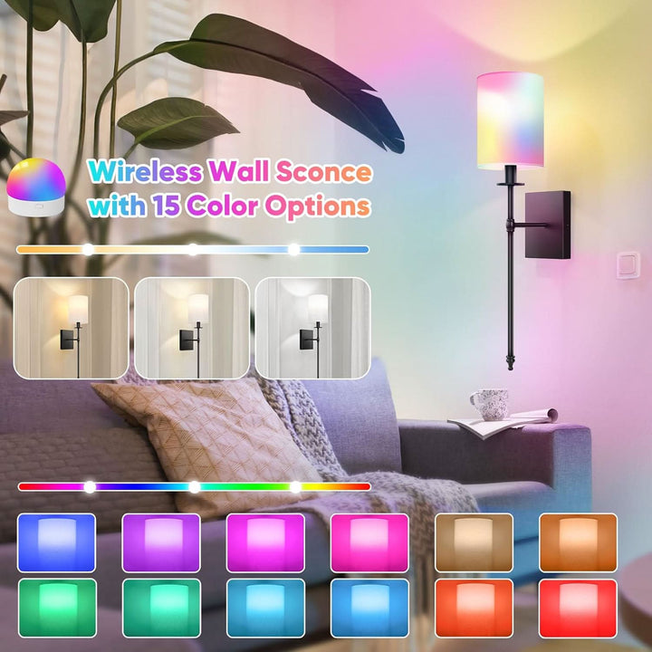 Upgraded Battery Operated Wall Sconces Set of Two