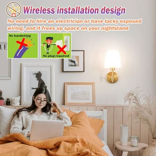 Wireless Wall Sconces Set of Two