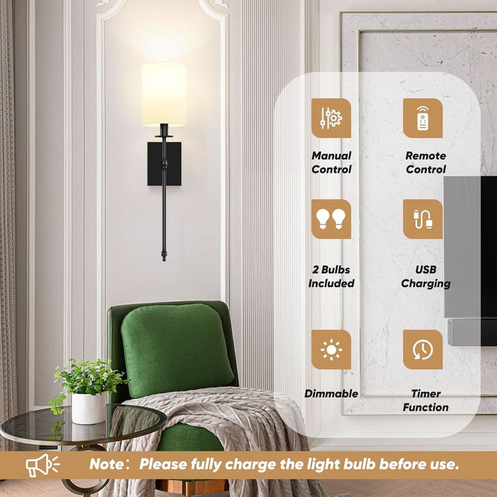 Upgraded Battery Operated Wall Sconces Set of Two